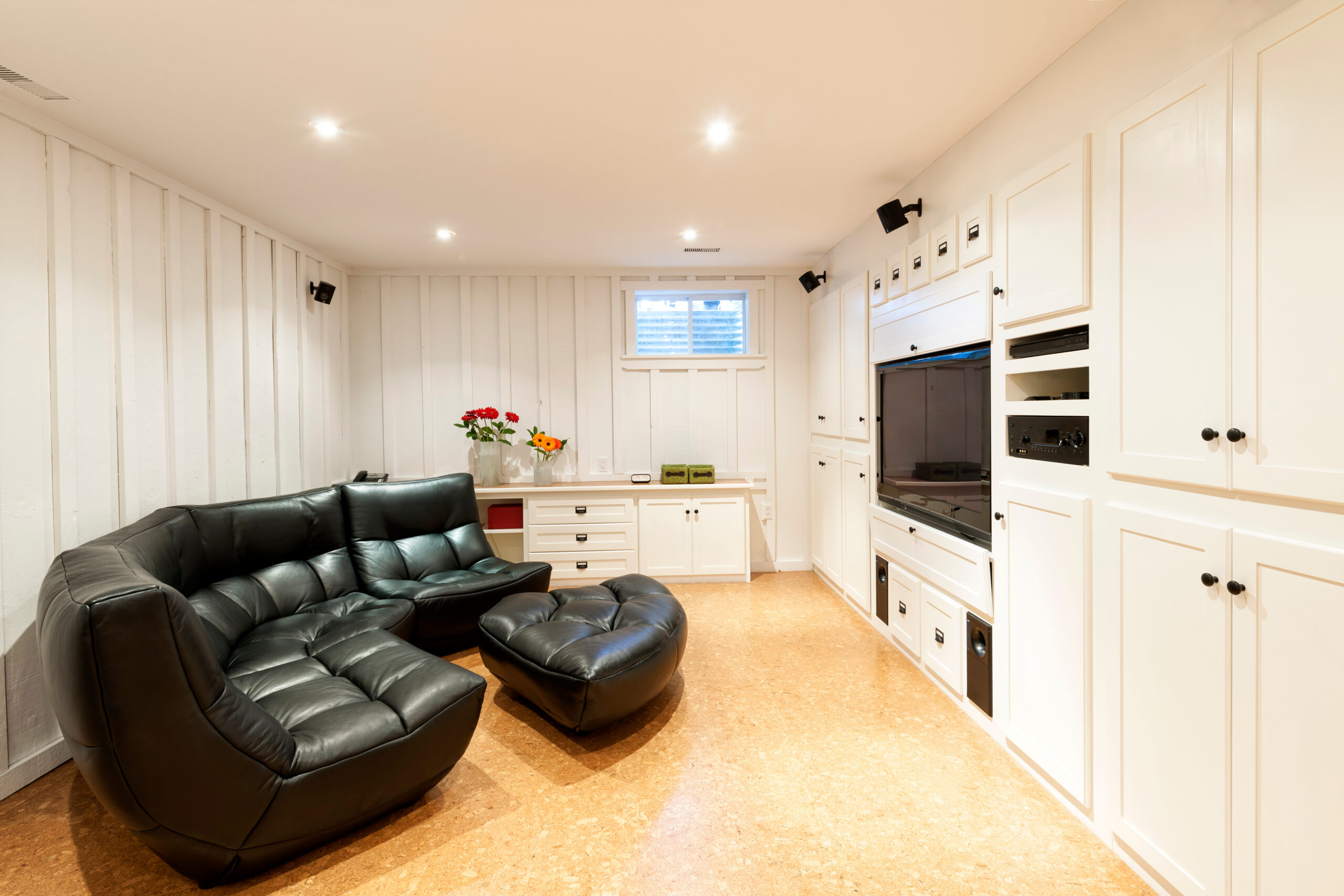 brightly finished basement remodel
