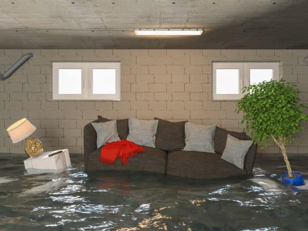 AI image of flooded basement